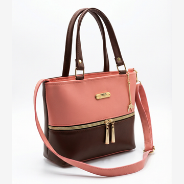 Rexsz Elegant Pink & Brown Leather Handbag for Women