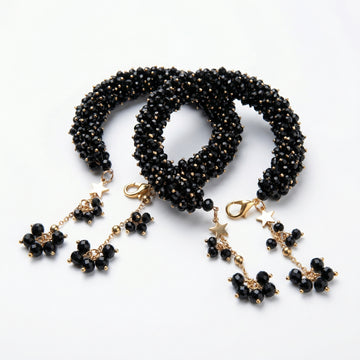 Rexsz Handmade Beaded Crystal Gajra Pair for Women
