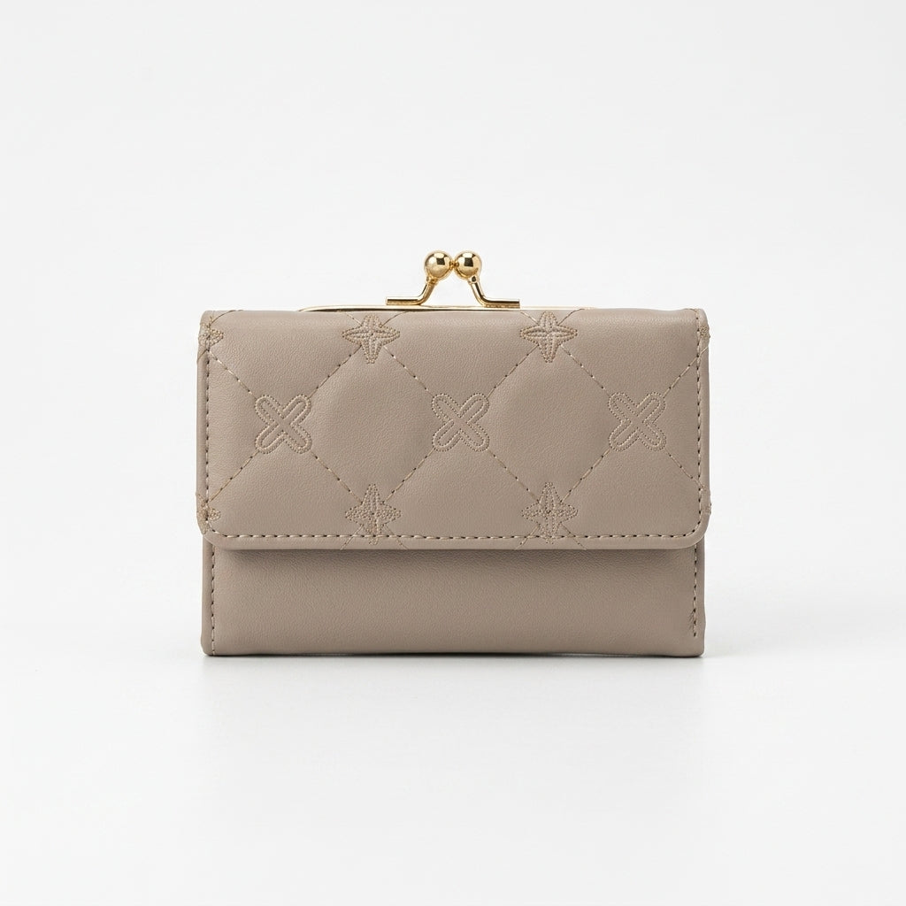 Rexsz Quilted Kiss Lock Wallet | Stylish Compact Coin Purse for Women