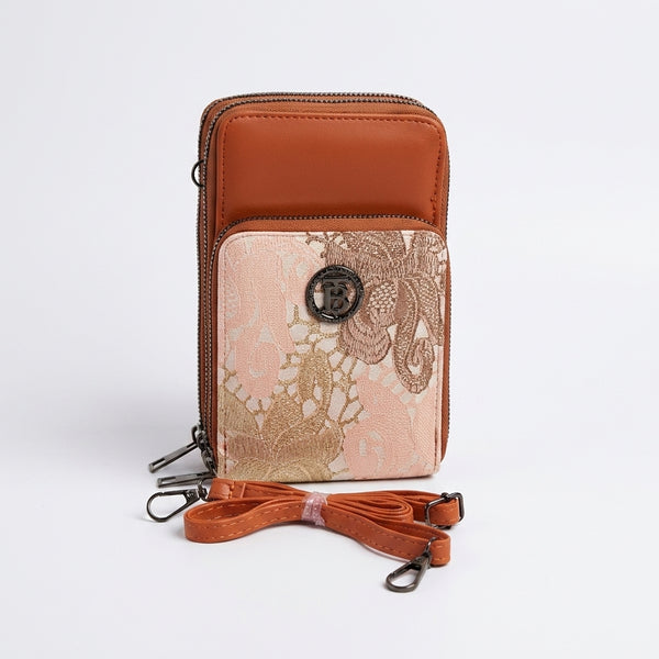 Rexsz Embossed Floral Crossbody Mobile Pouch | Stylish Phone Bag for Women