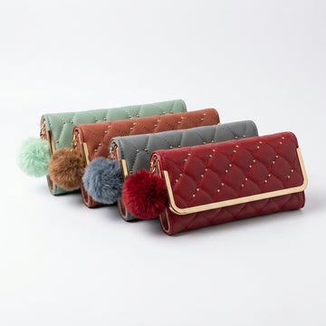 Rexsz Women's Quilted Studded Long Clutch Wallet