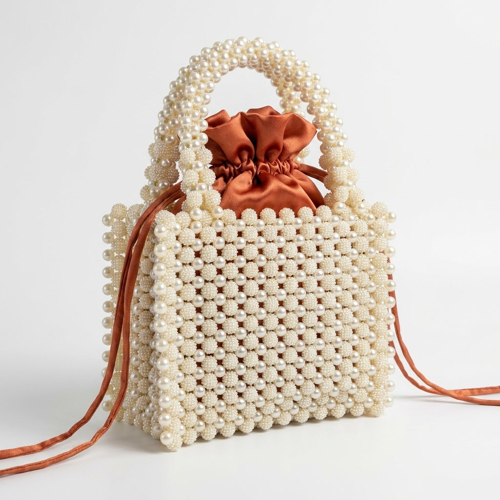 Rexsz Pearl Handbag | Elegant Handmade Pearl Beaded Bag for Weddings & Parties