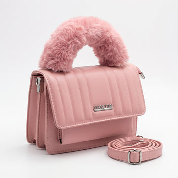 Rexsz Pink Fluffy Handle Bag | Cute Stylish Party Handbag for Girls
