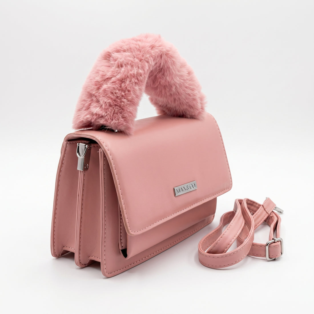 Rexsz Pink Fluffy Handle Bag | Cute Stylish Party Handbag for Girls