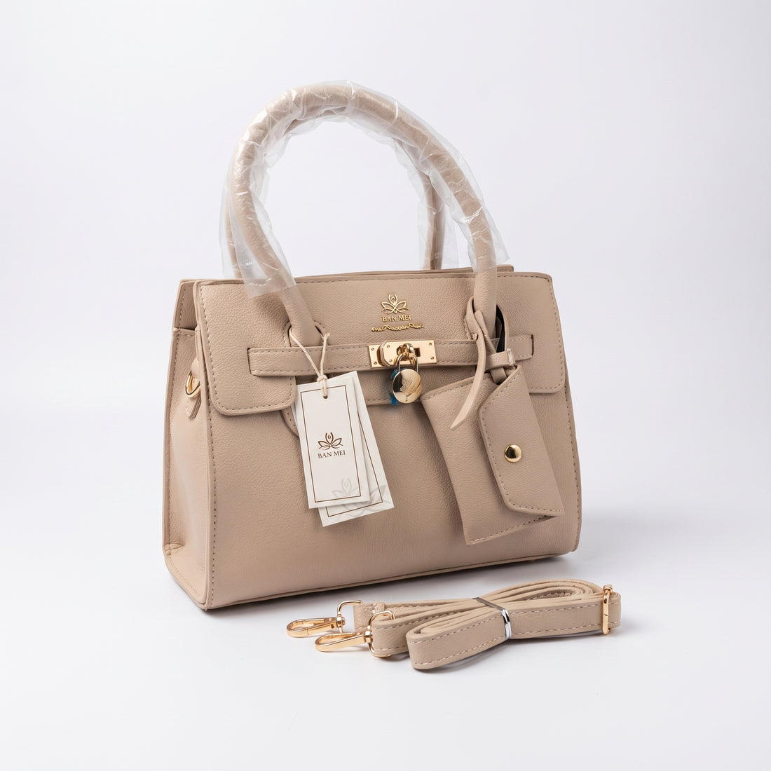 Rexsz Beige Satchel Handbag | Elegant Everyday Office & Casual Women Bag