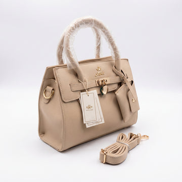 Rexsz Beige Satchel Handbag | Elegant Everyday Office & Casual Women Bag