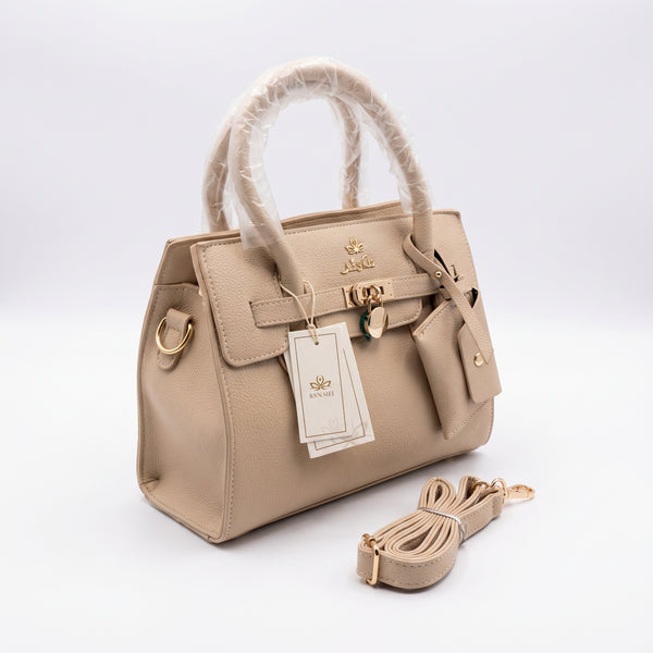 Rexsz Beige Satchel Handbag | Elegant Everyday Office & Casual Women Bag