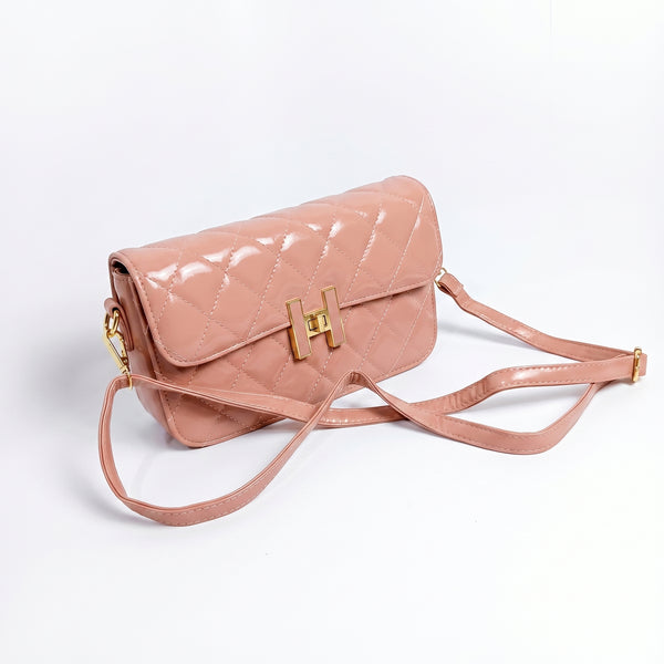 Rexsz Quilted Patent Leather Crossbody Bag | Stylish Elegant Shoulder Bag for Women