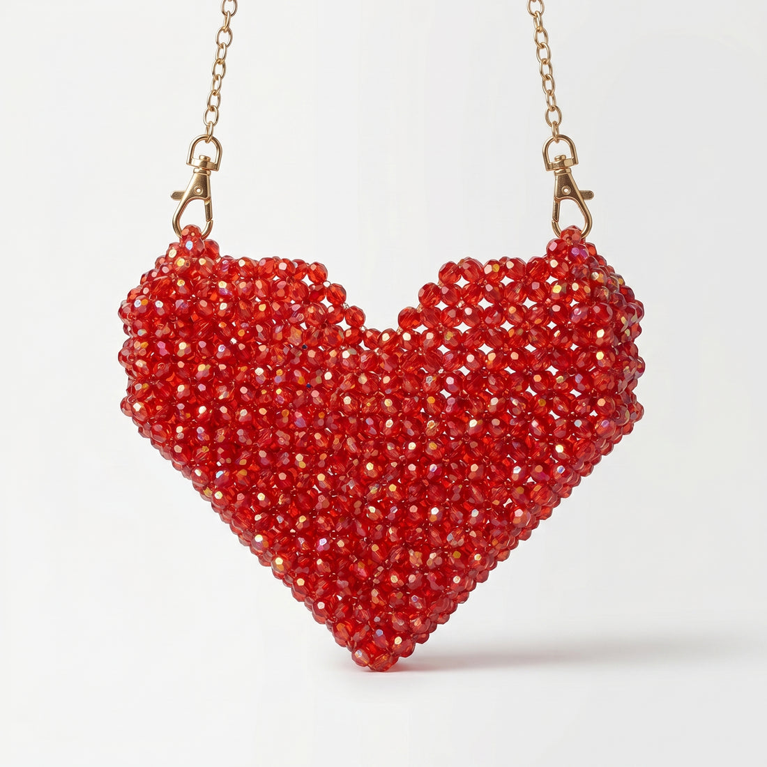 Rexsz Red Beaded Heart Crossbody Bag