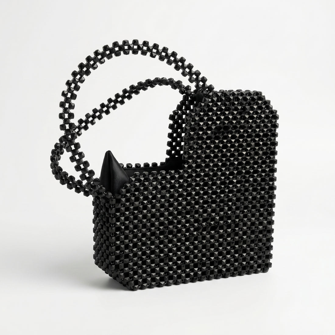 Rexsz Black Bead Heart Bag
