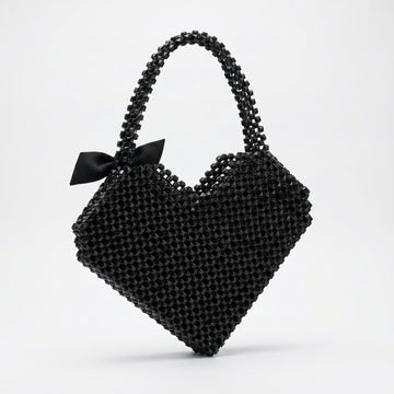 Rexsz Black Bead Heart Bag