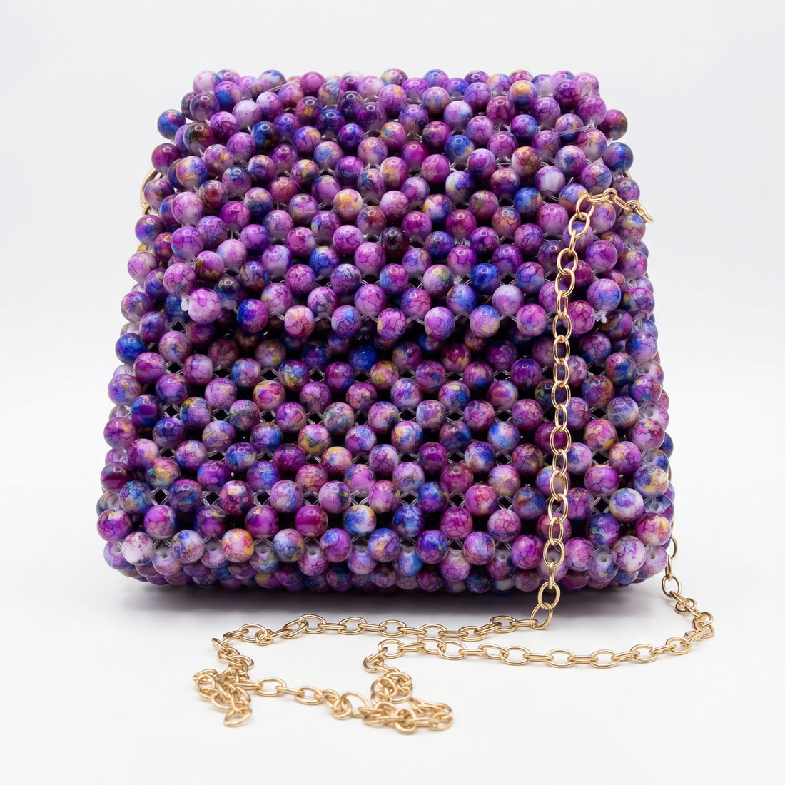 Rexsz Purple Marbled Beaded Handbag