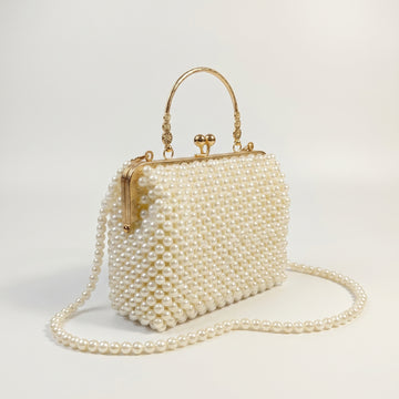 Rexsz Elegant Pearl Clutch Bag | Handmade Beaded Party Handbag for Weddings & Events