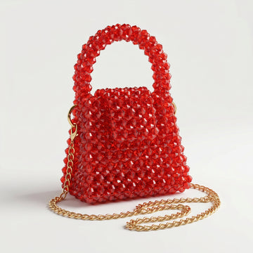 Rexsz Red Crystal Beaded Mini Bag