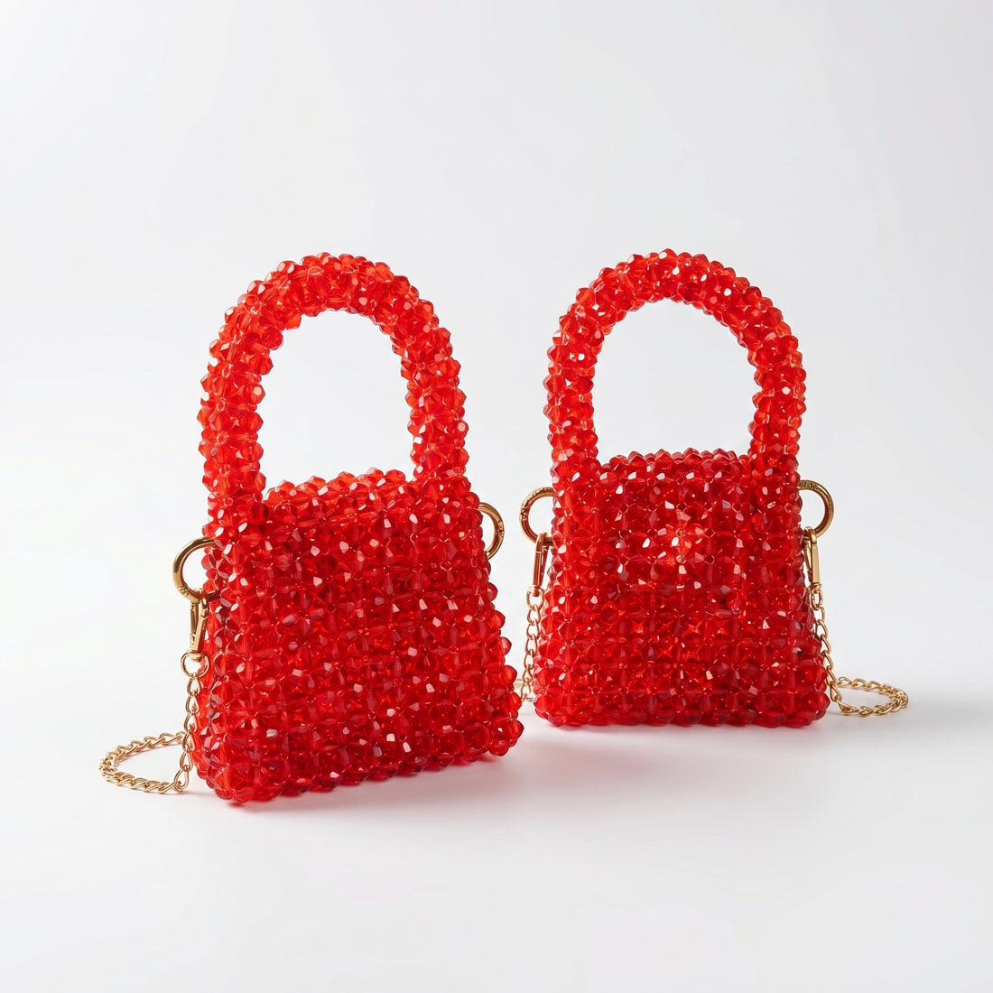 Rexsz Red Crystal Beaded Mini Bag