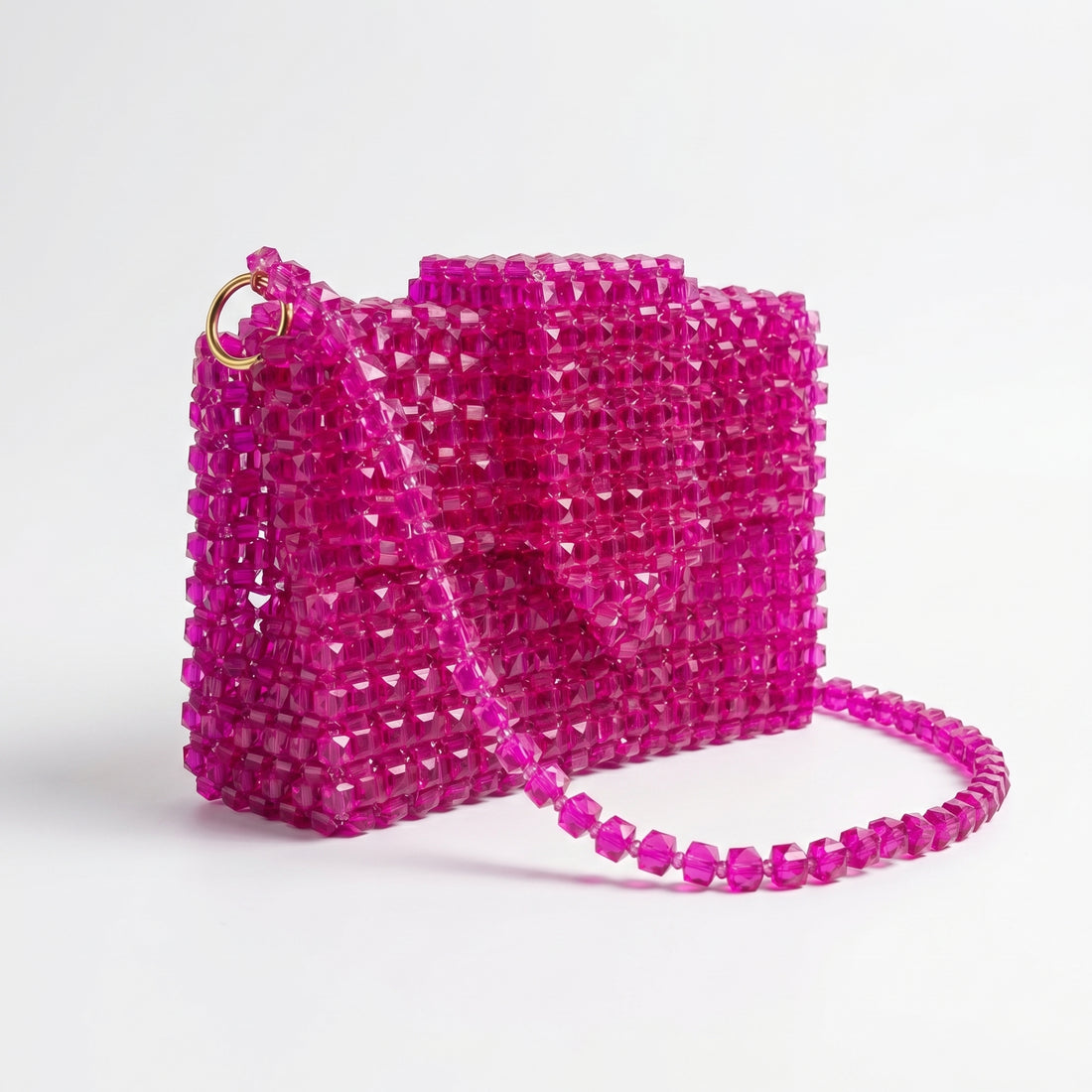 Rexsz Pink Beaded Crossbody Bag | Handmade Stylish Party & Casual Bag for Girls