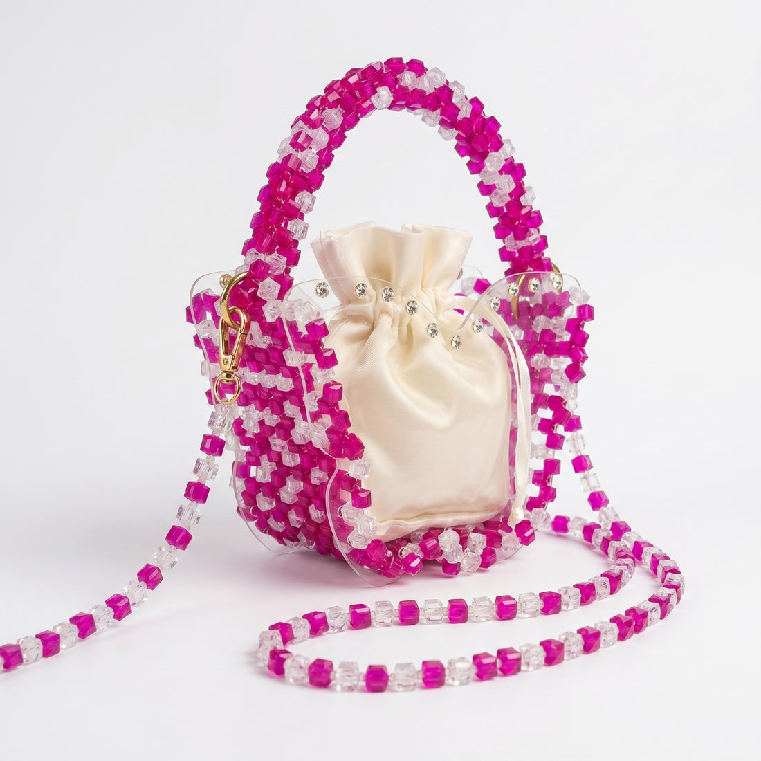 Rexsz Pink Beaded Butterfly Bag | Handmade Elegant Party Handbag for Girls