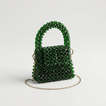 Rexsz Emerald Green Crystal Beaded Mini Bag