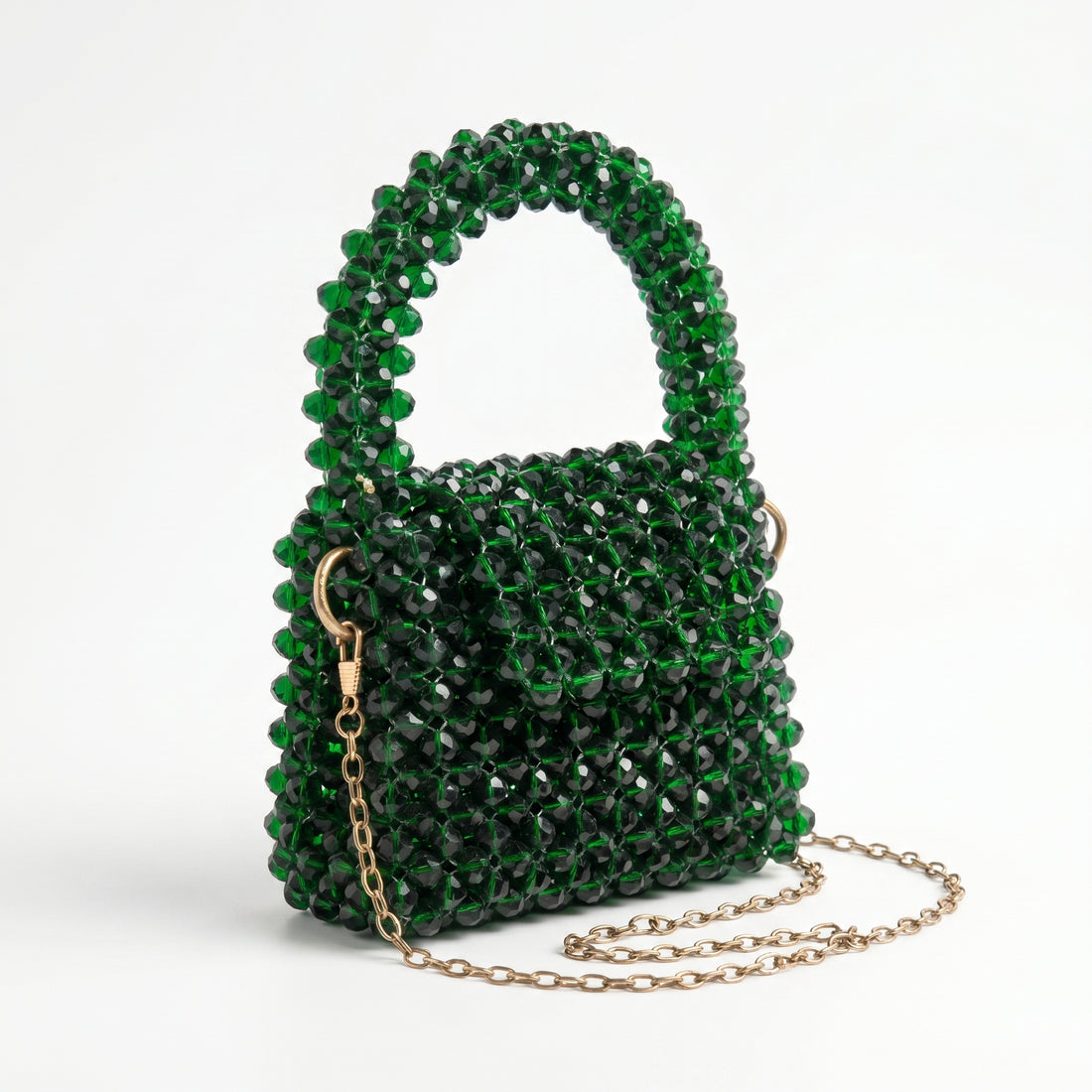 Rexsz Emerald Green Crystal Beaded Mini Bag