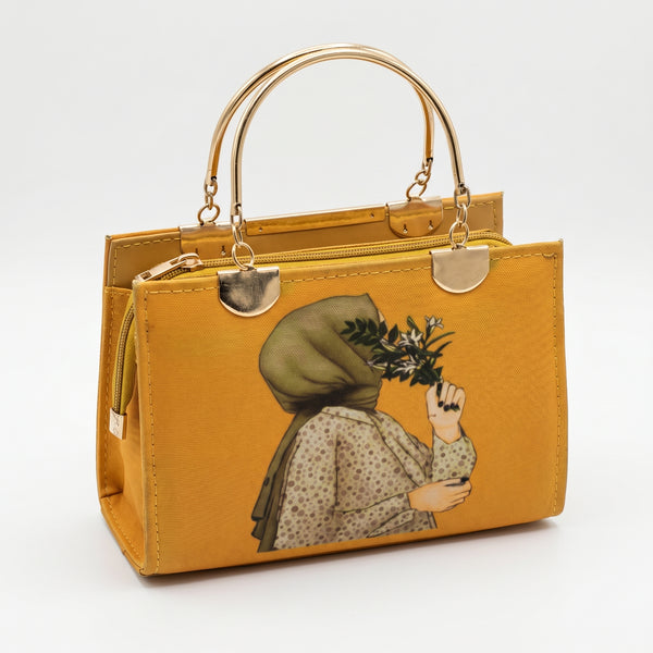 Rexsz Illustrative Hijab Art Bag | Stylish Printed Tote Handbag for Girls
