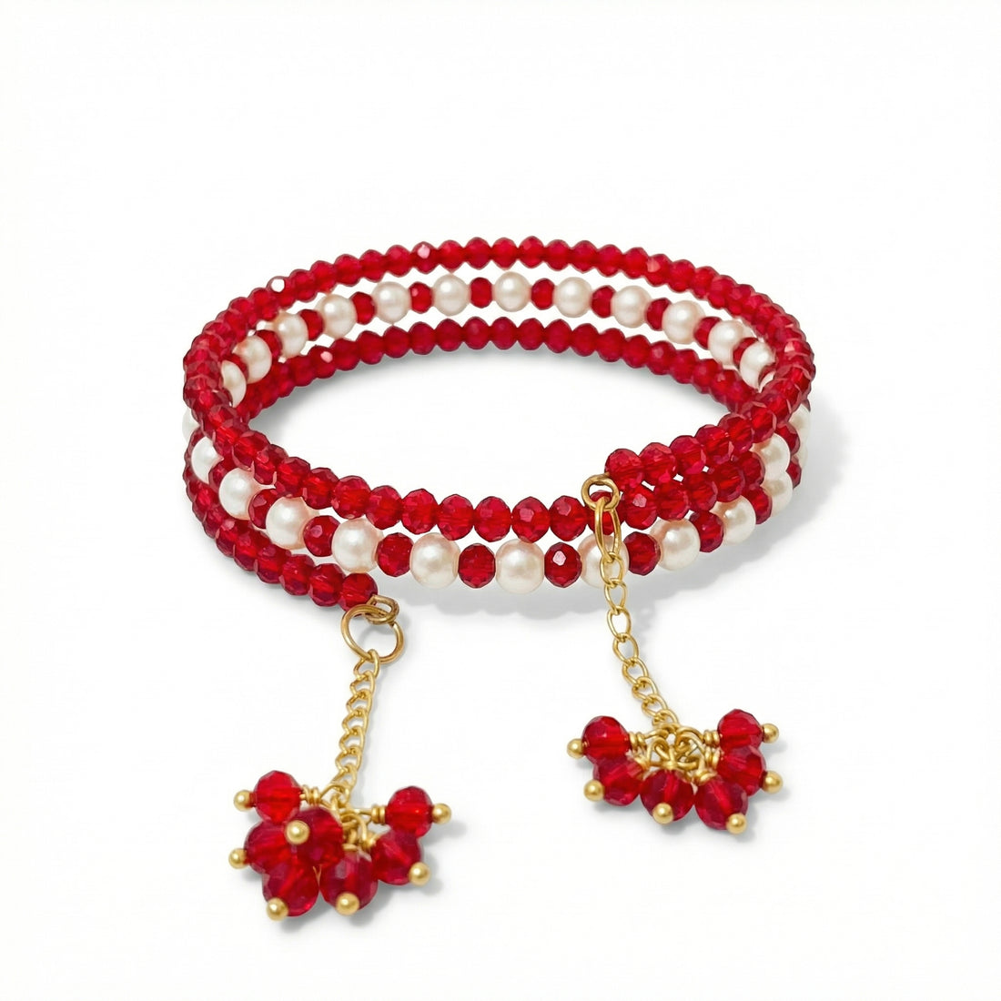 Rexsz Handmade Crystal & Pearl Churi Bracelet for Women in Multiple Colors