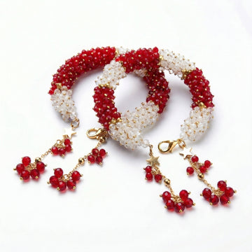 Rexsz Handmade Crystal Beaded Dual Color Gajra Pair (2 Pieces)