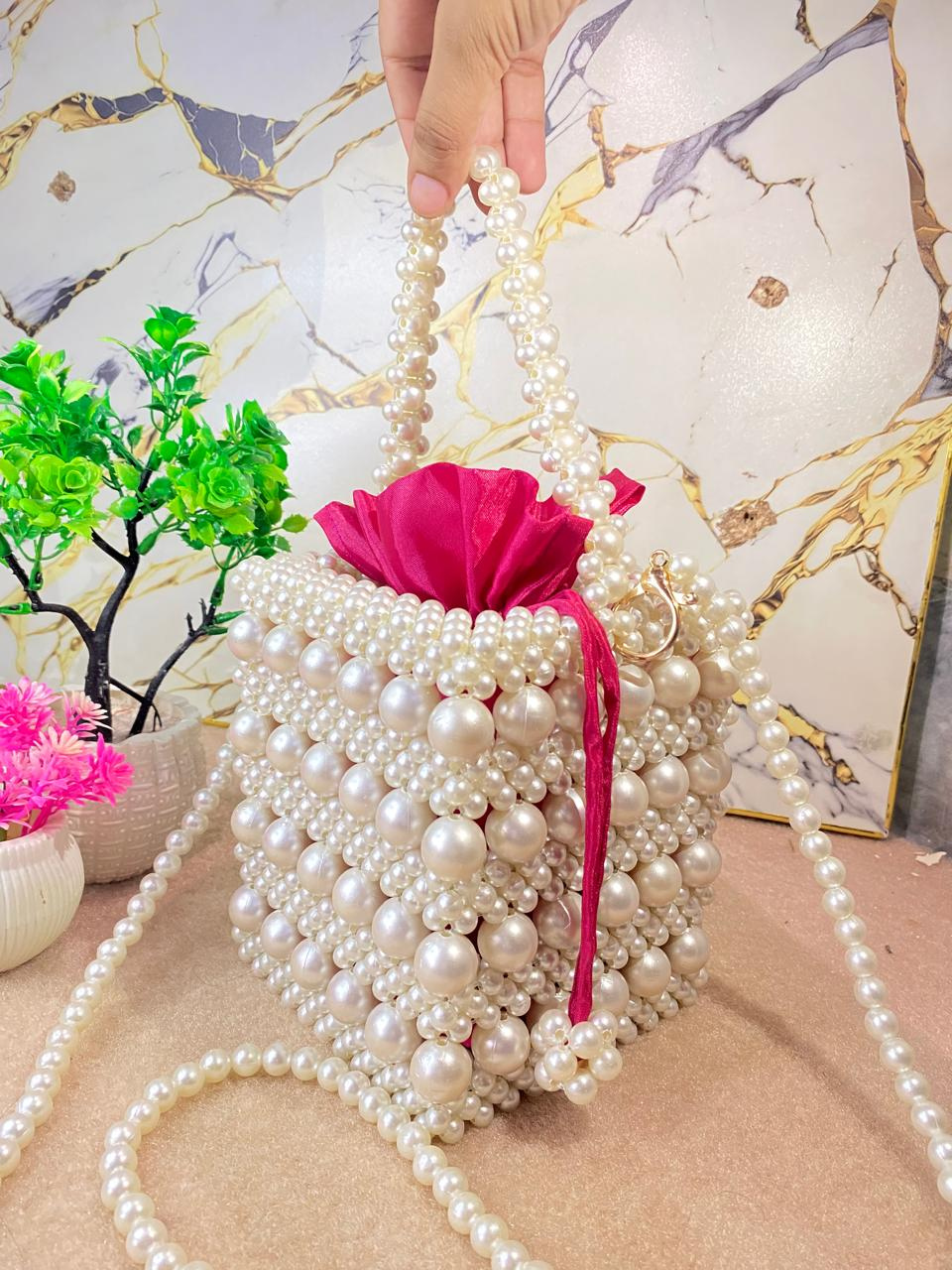 Handmade Beaded Bucket Bag