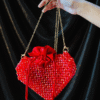 Handmade Red Beaded Heart Bag