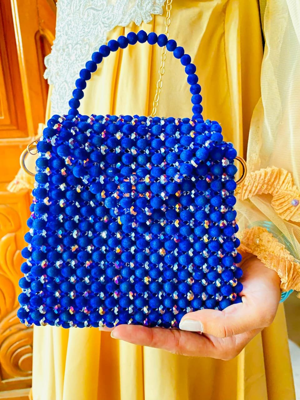 Royal Blue Beaded Handbag