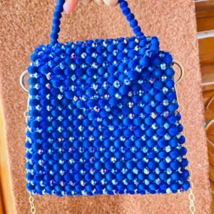 royal blue beaded handbag