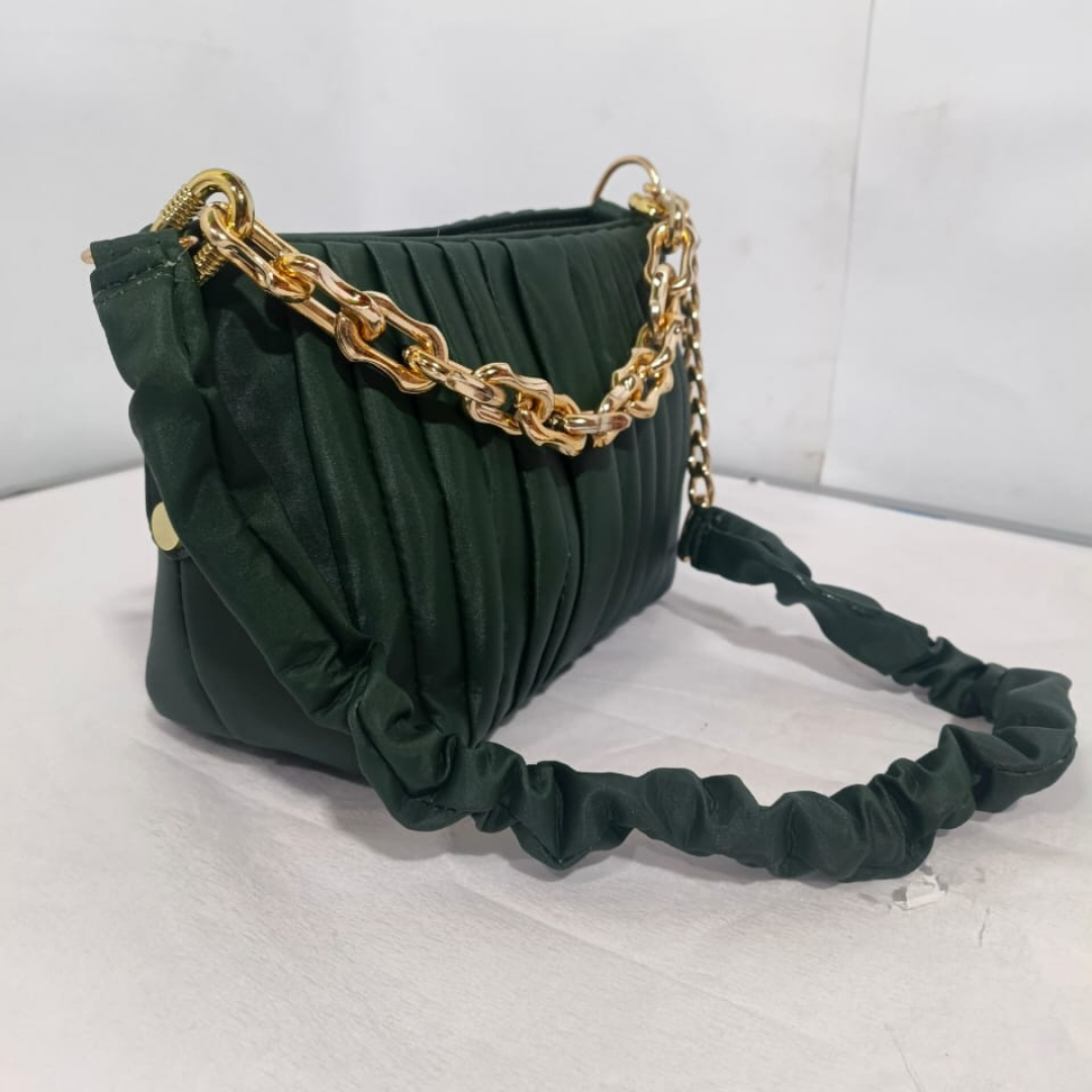 Ruched Shoulder Handbag – Vibrant Chain Crossbody Bag for Women | Rexsz