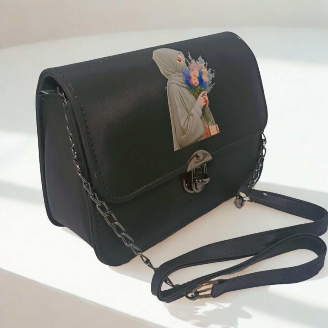 Modest Cartoon Girl Bag – Cute Hijabi Crossbody with Plush Handle | Rexsz