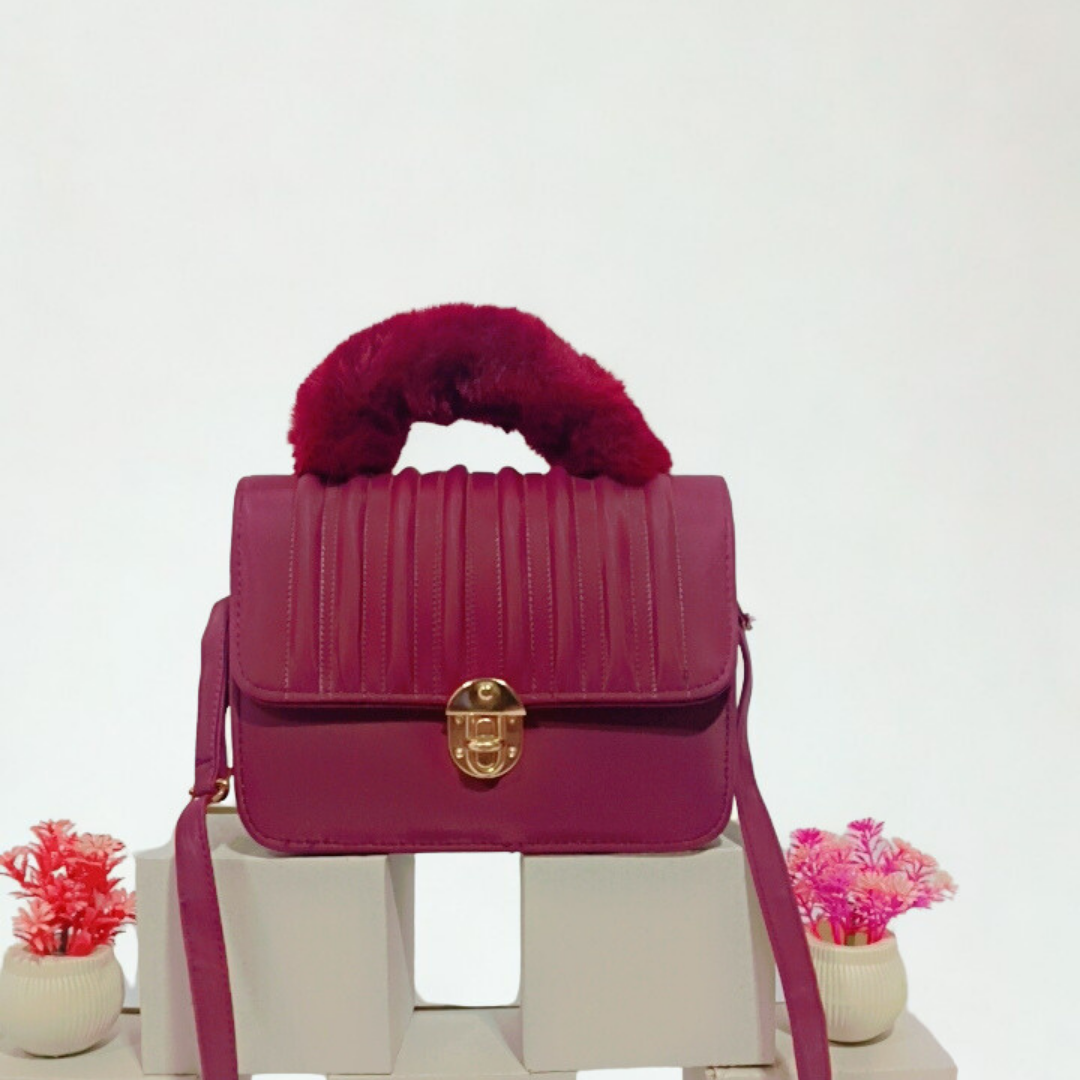 Cozy Fur Handle Crossbody Bag – Quilted Handbag for Women | Rexsz