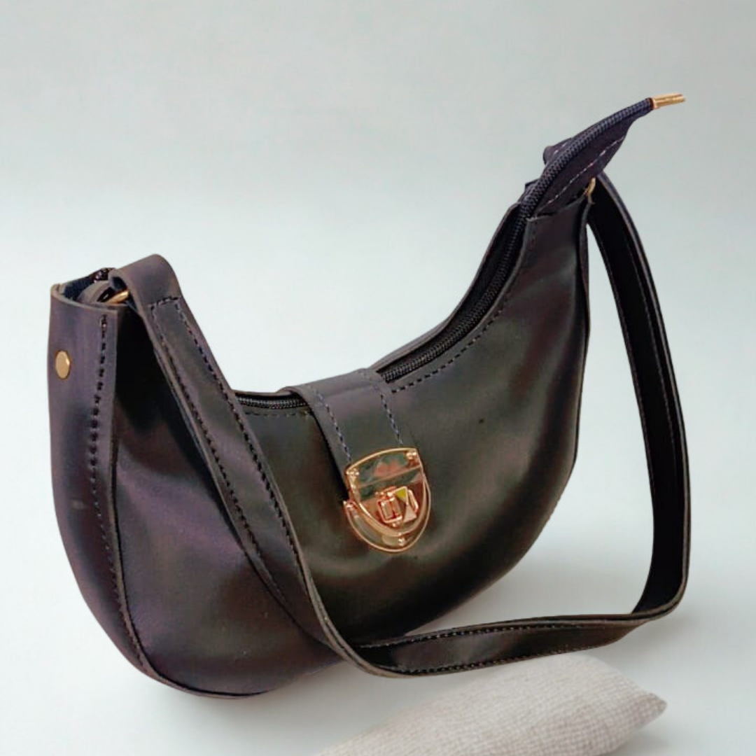 Black Matte Hobo Bag – Luxury Chain Accent Purse for Women | Rexsz