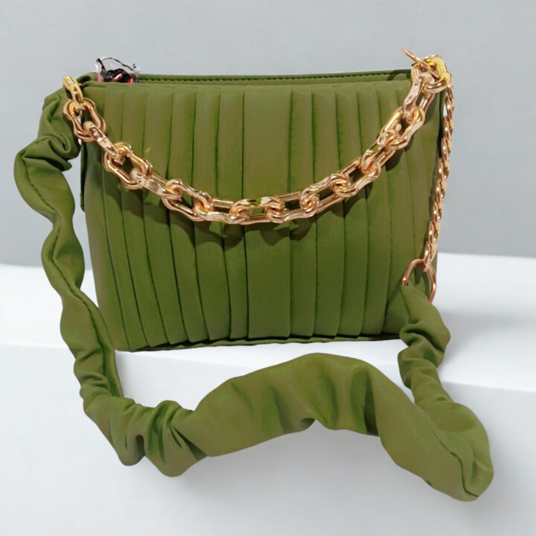 Ruched Shoulder Handbag – Vibrant Chain Crossbody Bag for Women | Rexsz