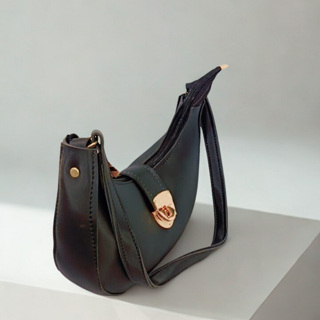 Black Matte Hobo Bag – Luxury Chain Accent Purse for Women | Rexsz