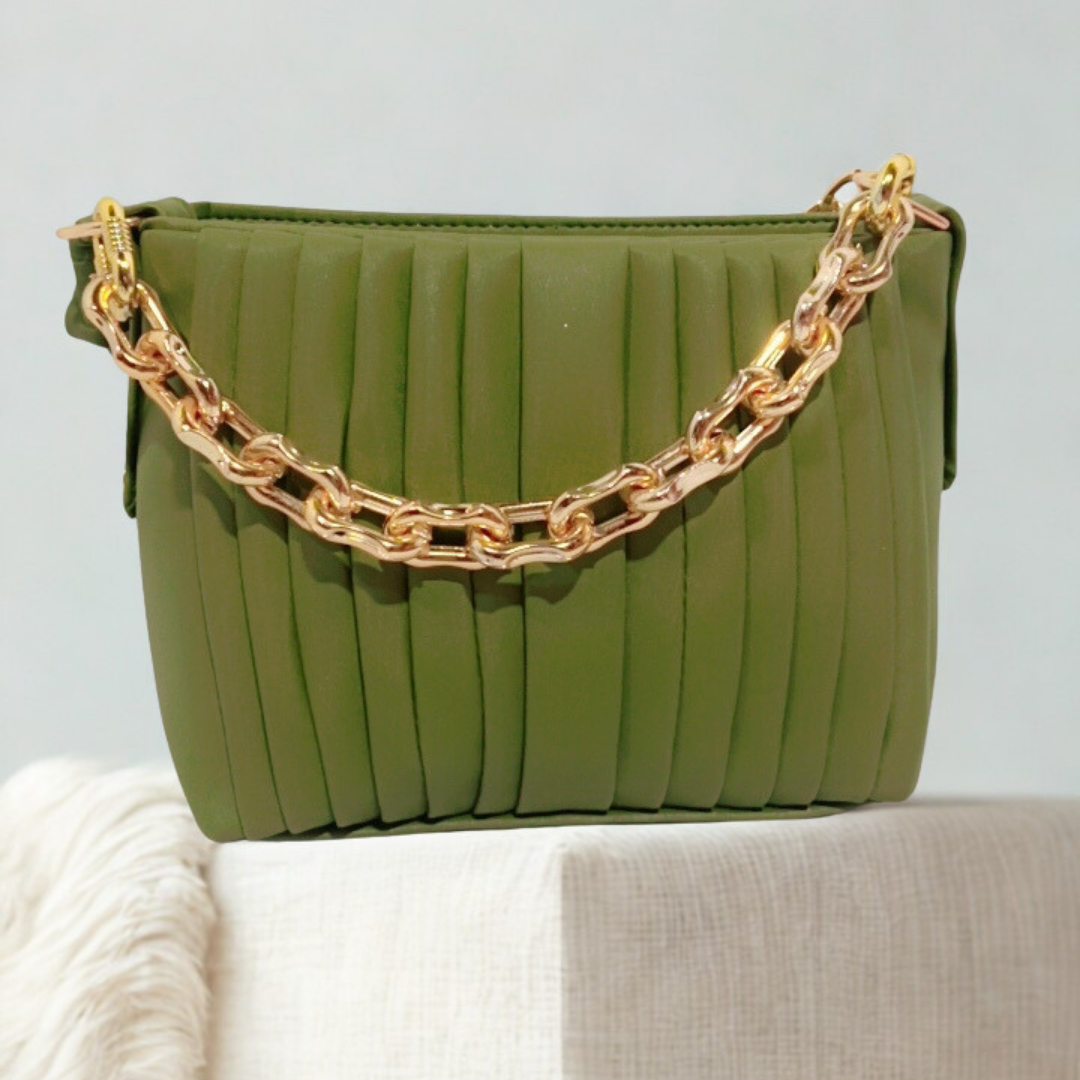Ruched Shoulder Handbag – Vibrant Chain Crossbody Bag for Women | Rexsz