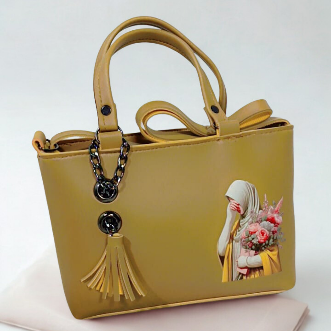 Hijabi Floral Tote Bag – Chain Tassel Purse for Women | Rexsz