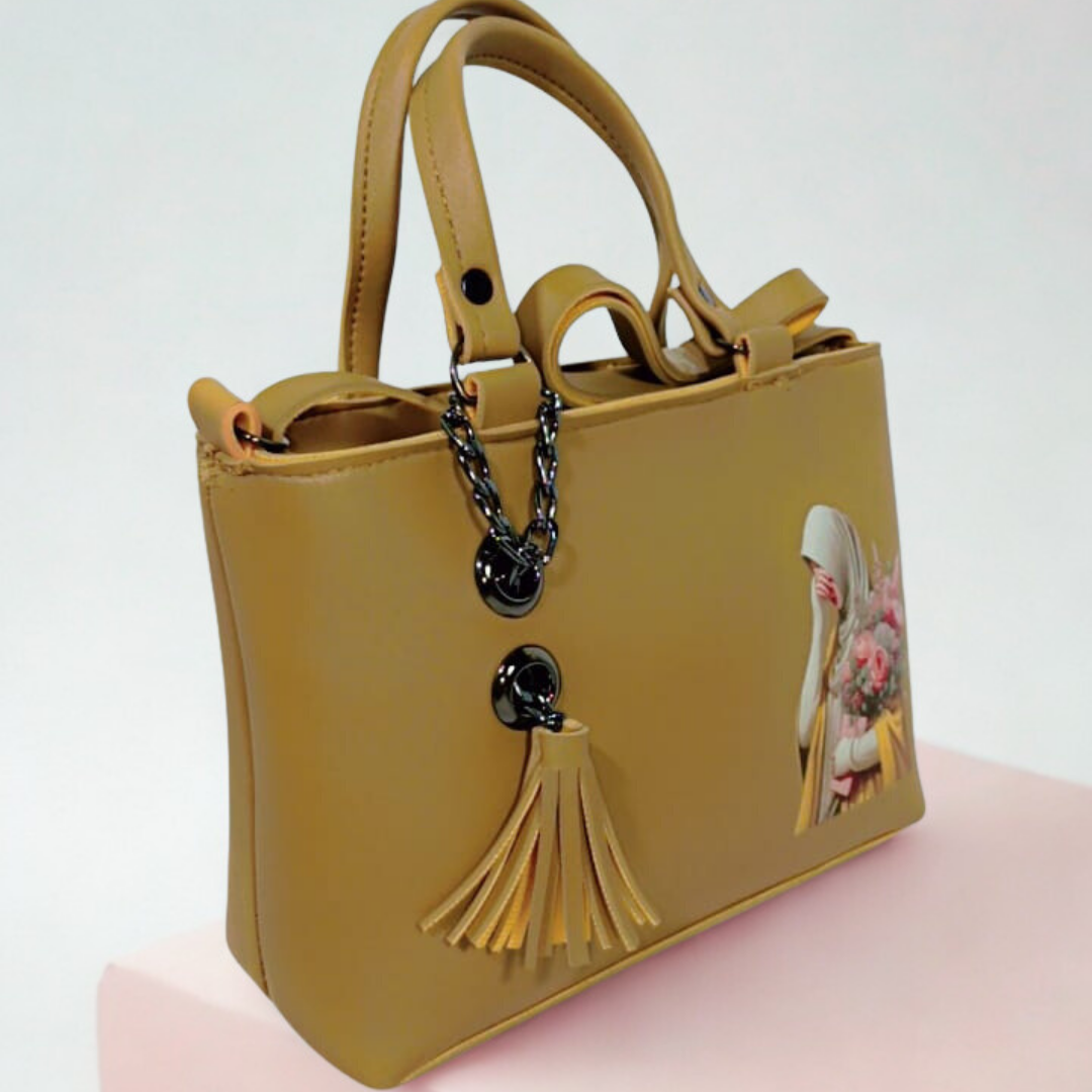 Hijabi Floral Tote Bag – Chain Tassel Purse for Women | Rexsz