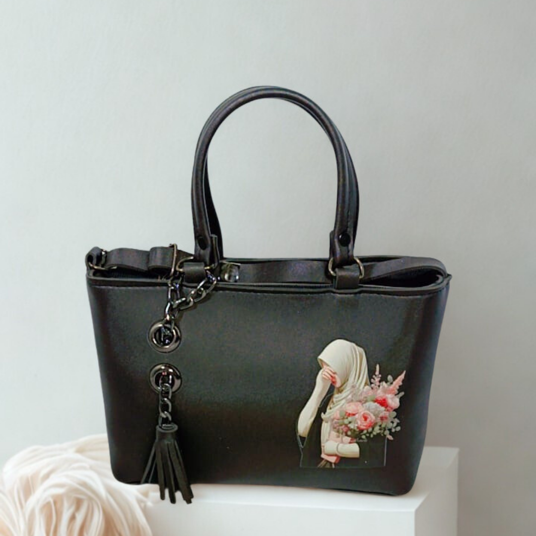 Hijabi Floral Tote Bag – Chain Tassel Purse for Women | Rexsz