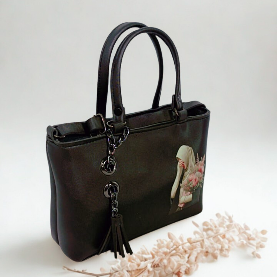 Hijabi Floral Tote Bag – Chain Tassel Purse for Women | Rexsz
