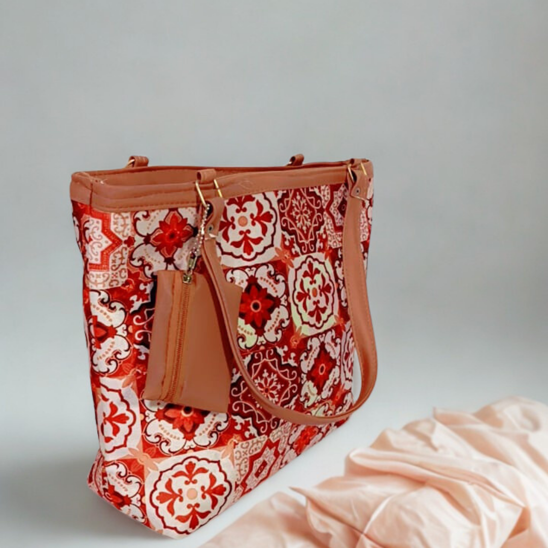 Multicolor Ajrak Tote Bag | Traditional Print Shoulder Bag for Women | Rexsz