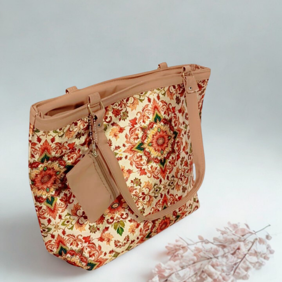 Multicolor Ajrak Tote Bag | Traditional Print Shoulder Bag for Women | Rexsz