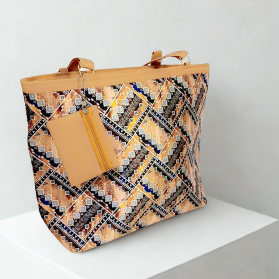 Multicolor Ajrak Tote Bag | Traditional Print Shoulder Bag for Women | Rexsz