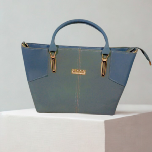 blue grey structured tote bag