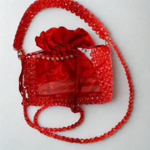 red acrylic beaded bag