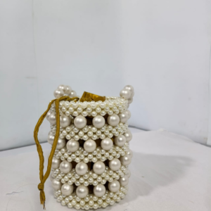 handmade pearl beaded bucket bag