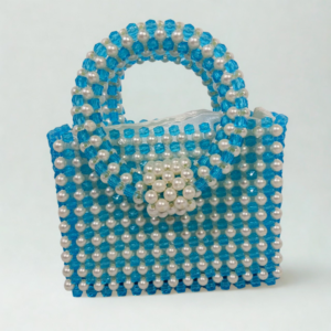 blue pearl beaded mini bag