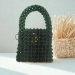 emerald green crystal beaded mini bag