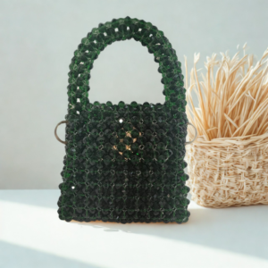 emerald green crystal beaded mini bag